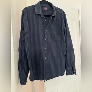 UNTUCKit | Dark Blue Pinstripe brushed cotton Men's Shirt